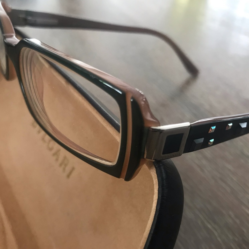 Auth BVLGARI Frames Eyeglasses Crystal Dark Green